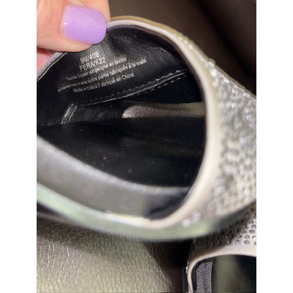 NIB KARL LAGERFELD PARIS PERA RHINESTONE BLACK WHITE SLIDE SANDAL. 9 M Sparkly - Picture 6 of 12
